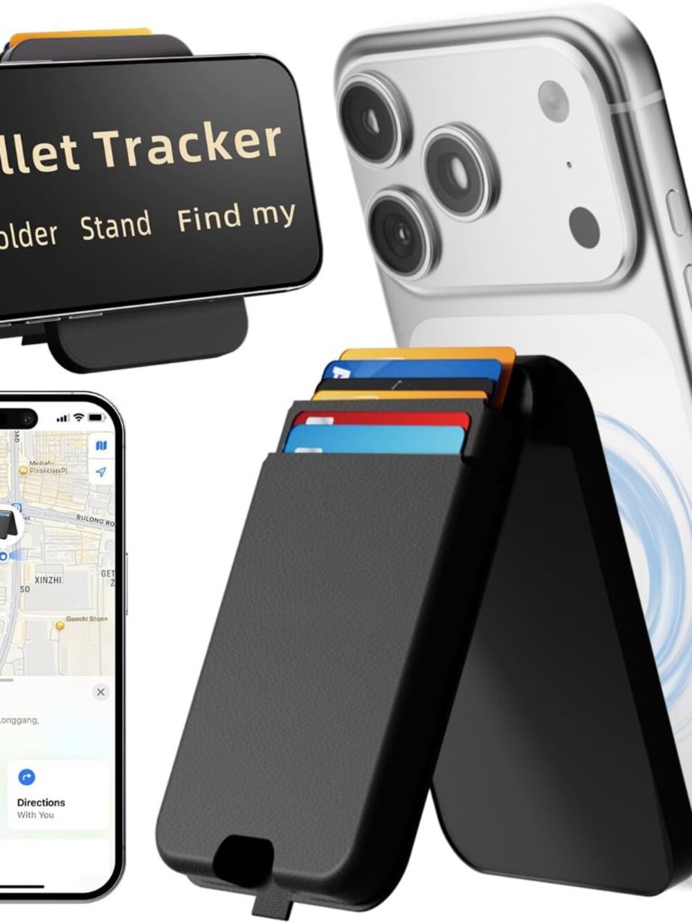 Magsafe Wallet Find My with Tracker, RFID Blocking Magnetic Wallet for iPhone